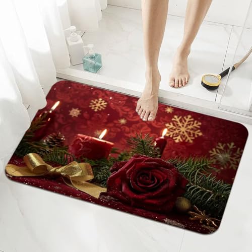 Badematte Rutschfester 160x230cm, Super Absorbierende Badezimmerteppich, Schnelltrocknende Badteppich Badvorleger Rutschfest Waschbar Teppiche Badezimmer, Duschvorleger Extra Dünn Fußmatte Red 5-913 von Generisch