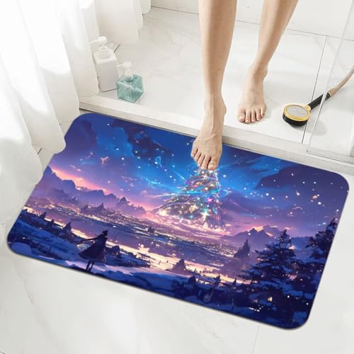 Badematte Rutschfester 40x60cm, Super Absorbierende Badezimmerteppich, Schnelltrocknende Badteppich Badvorleger Rutschfest Waschbar Teppiche Badezimmer, Duschvorleger Dünn Fußmatte Landscape 5-617 von Generisch
