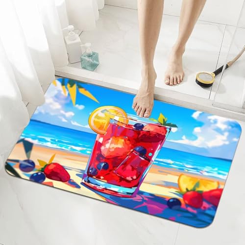 Badematte Rutschfester 40x60cm, Super Absorbierende Badezimmerteppich, Schnelltrocknende Badteppich Badvorleger Rutschfest Waschbar Teppiche Badezimmer, Duschvorleger Extra Dünn Fußmatte Summer 5-1059 von Generisch