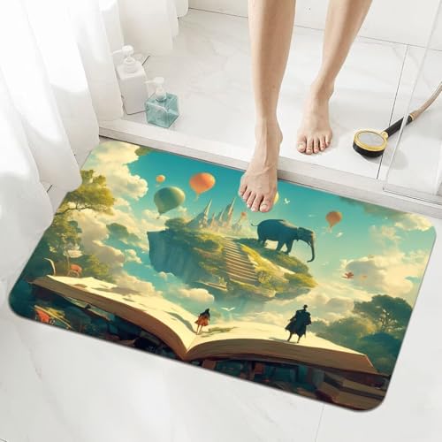Badematte Rutschfester 50x80cm, Super Absorbierende Badezimmerteppich, Schnelltrocknende Badteppich Badvorleger Rutschfest Waschbar Teppiche Badezimmer, Duschvorleger Extra Dünn Fußmatte Book 5-127 von Generisch
