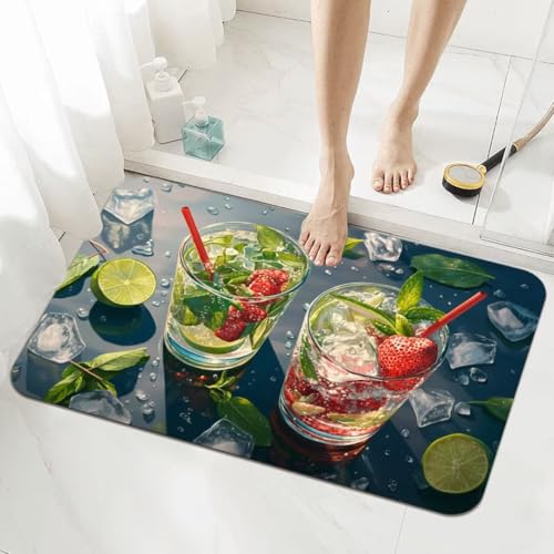 Badematte Rutschfester 50x80cm, Super Absorbierende Badezimmerteppich, Schnelltrocknende Badteppich Badvorleger Rutschfest Waschbar Teppiche Badezimmer, Duschvorleger Extra Dünn Fußmatte Summer 5-1067 von Generisch
