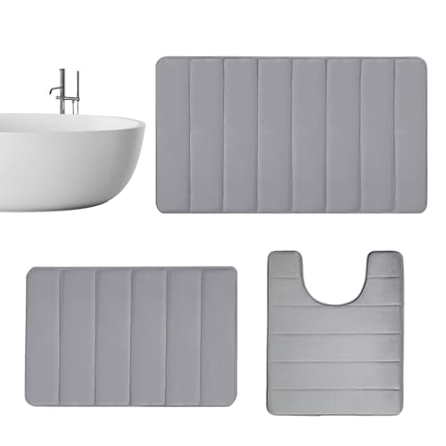 Badematten-Set – weiche Mikrofaser, dicker WC-Vorleger | hohe Wasseraufnahme mit rutschfester Unterseite, langlebiger Badezimmer-Eingang für Zuhause, Fitnessstudios, Friseursalons, Restaurants von Generisch