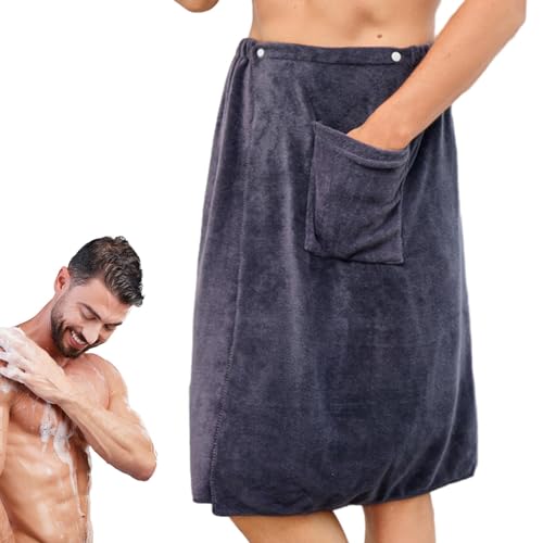 Badetuchwickel, Badetücher - Herren-Badetuch - Gemütliches Mehrzweck-Handtuch Mit Verstellbaren Knöpfen, Schnelle, Starke- Absorption Und Tasche Für Sauna Und Fitnessstudio von Generisch