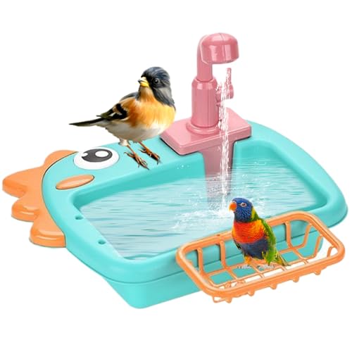Badewanne - Vogelbad | Automatische Haustier Badewanne Mit Wasserhahn Und Futternapf Für Balkon Garten Terrasse Hof Park Innenbereich von Generisch