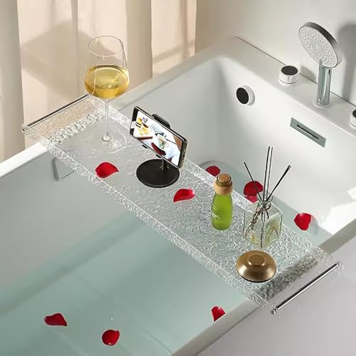 Badewannen-Caddy aus Acryl mit Metallgriffen, wasserdichtes Spa-Tablett für Entspannungsutensilien, perfektes Geschenk zur Selbstpflege von Generisch