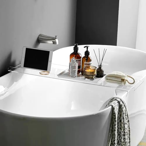Badewannentablett aus Acryl für Seife, Telefon, Handtuch und Kerzen, stilvolles Badzubehör für Entspannung und Organisation Badewannentablett aus Acryl für Seife, Telefon, Handtuch und Kerzen, stilvolles Badzubehör für Entspannung und Organisation von Generisch
