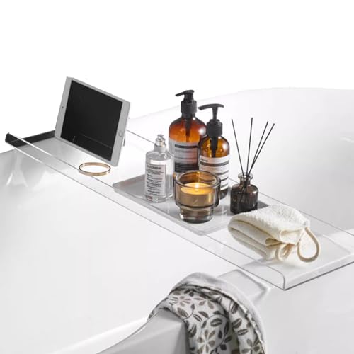 Badewannentablett aus Acryl – transparenter Badewannen-Caddy für Badekugeln & Essentials Bridge ShelfOver Tub Storage Solution Stilvolles Badzubehör für Entspannung Badewannentablett aus Acryl – transparenter Badewannen-Caddy für Badekugeln & Essentials Bridge ShelfOver Tub Storage Solution Stilvolles Badzubehör für Entspannung von Generisch