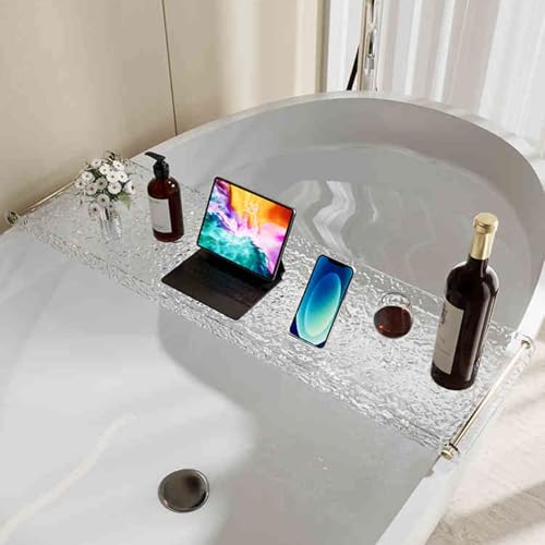 Badewannentablett aus transparentem Acryl – wasserdichtes Regal für Kerzen, Weinglas und Telefon – unverzichtbares Badewannen-Zubehör für Entspannung von Generisch