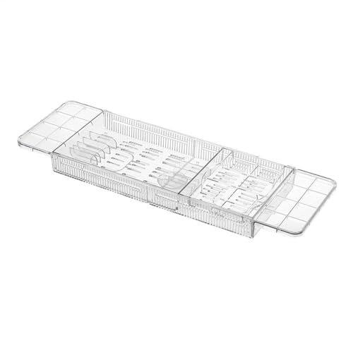 Badewannentisch, Kippsicherer Badewannenablage, Klarglas-Tablett-Organizer, Badezimmer-Organizer, multifunktionales Badezimmer-Tablett, Badewannen-Organizer für Tablets, Kerzen, Getränke, geräumiges Badewannentisch, Kippsicherer Badewannenablage, Klarglas-Tablett-Organizer, Badezimmer-Organizer, multifunktionales Badezimmer-Tablett, Badewannen-Organizer für Tablets, Kerzen, Getränke, geräumiges von Generisch