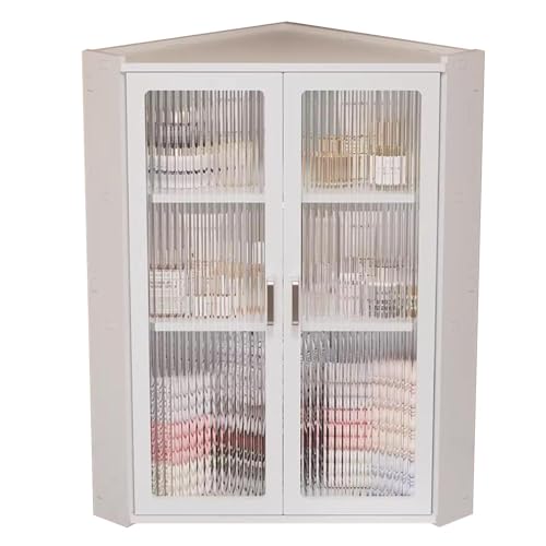 Badezimmer-Aufbewahrungsregal – Wandmontierter Doppeltürschrank für Kosmetik und Küchengewürze – mehrschichtiges Eckregal neben dem Waschbecken Badezimmer-Aufbewahrungsregal – Wandmontierter Doppeltürschrank für Kosmetik und Küchengewürze – mehrschichtiges Eckregal neben dem Waschbecken von Generisch