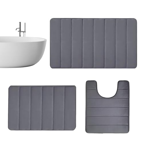 Badezimmer-Duschmatte – Badematte | rutschfestes, weiches Kontur-Badteppich-Set | Toilettenmatten für den Boden | super saugfähige WC-Vorleger | bequemer Badezimmerteppich für Zuhause, Restaurants von Generisch