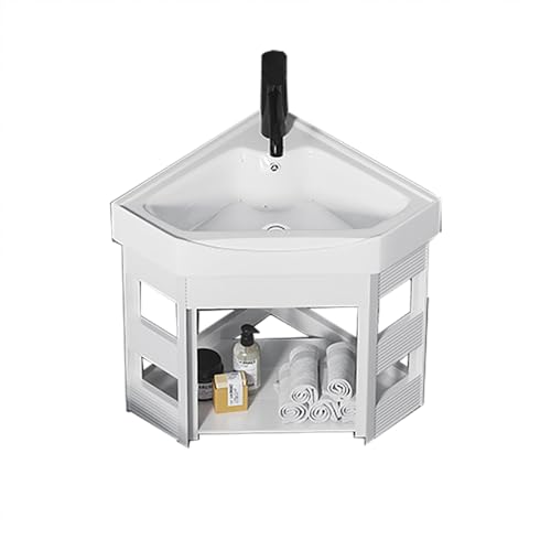 Badezimmer-Eckschrank, Waschtisch mit kleiner Keramik-Wäschewanne, Wandhalterung, Gefäßspüle, wasserdichte Aufbewahrungsschränke für Zuhause, Küche, Terrasse Badezimmer-Eckschrank, Waschtisch mit kleiner Keramik-Wäschewanne, Wandhalterung, Gefäßspüle, wasserdichte Aufbewahrungsschränke für Zuhause, Küche, Terrasse von Generisch