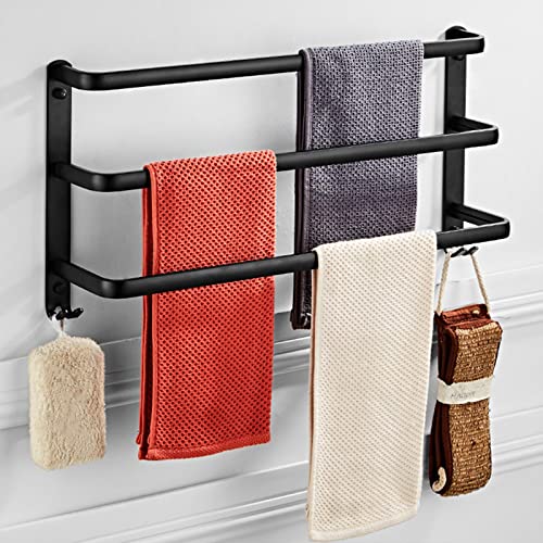 Badezimmer Handtuchstange Ohne Bohren Aluminium Selbstklebend Badetuchhalter 3 Etagen Wand Handtuchhalter mit Haken für Badezimmer Küche WC Badezimmer Handtuchstange Ohne Bohren Aluminium Selbstklebend Badetuchhalter 3 Etagen Wand Handtuchhalter mit Haken für Badezimmer Küche WC von Generisch