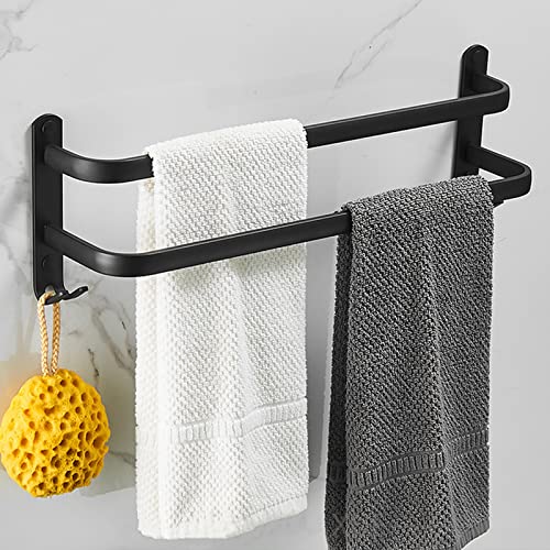 Badezimmer Handtuchstange Ohne Bohren Aluminium Selbstklebend Badetuchhalter 3 Etagen Wand Handtuchhalter mit Haken für Badezimmer Küche WC von Generisch