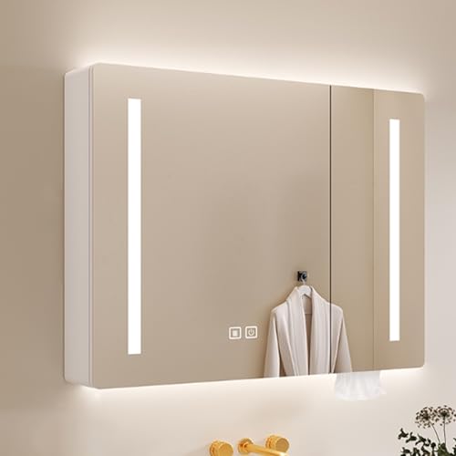 Badezimmer Medizinschrank mit HD Spiegel, LED-Leuchten, Anti-Beschlag-Technologie, Touch-Schalter, Wandhalterung Aufbewahrungslösung Badezimmer Medizinschrank mit HD Spiegel, LED-Leuchten, Anti-Beschlag-Technologie, Touch-Schalter, Wandhalterung Aufbewahrungslösung von Generisch