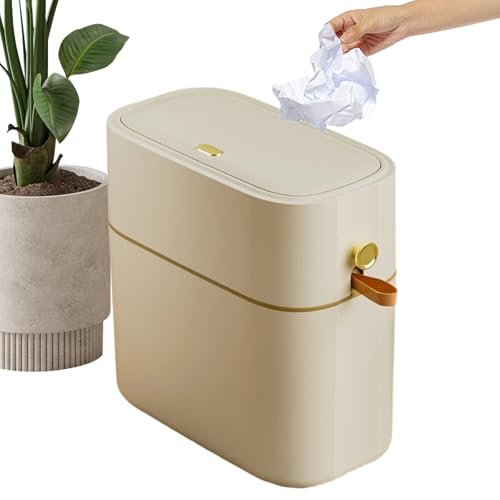 Badezimmer Mülleimer Mit Deckel - Berührungsloser Badezimmer Mülleimer - 8L Geruchshemmend Für Enge Räume Unter Schränken Schreibtisch Wohnheim Toilette Waschraum von Generisch
