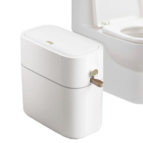 Badezimmer-Mülleimer - schmale Räume und automatischer Mülleimer, dünner Sensorkorb | Freihändige Badezimmermülleimer, für überdachte Katzentoilette für lebende kompakte kleine Mülleimer Badezimmer-Mülleimer - schmale Räume und automatischer Mülleimer, dünner Sensorkorb | Freihändige Badezimmermülleimer, für überdachte Katzentoilette für lebende kompakte kleine Mülleimer von Generisch