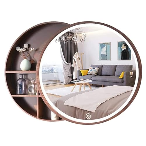 Badezimmer-Spiegelschrank, rustikale runde Holzwand mit Stauraum, platzsparendes Design für Heimdekoration, stilvolles Holz-Finish von Generisch