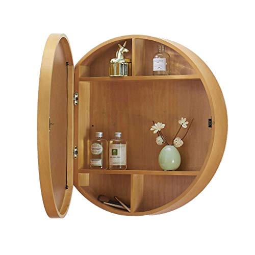 Badezimmer-Spiegelschrank mit Ablage, runder Schminkspiegel, Wandmontage, Ankleidespiegel, gelb, 50 x 50 x 13 cm, stilvolle Aufbewahrungslösung für Toilettenartikel und Beauty-Essentials von Generisch