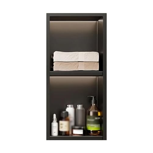 Badezimmer-Wandregal aus Edelstahl, für Dusche, Aufbewahrung, wasserdicht, Caddy für Zuhause, Hotel, Wohnung, keine Fliesen erforderlich, Schwarz (70 x 28 x 12,5 cm) von Generisch