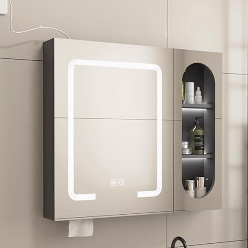 Badezimmer-Wandschrank mit LED-Leuchten und intelligentem Defog-Spiegel, moderner Medizin-Organizer mit stufenlosem Dimmen, Aluminiumlegierungskonstruktion Badezimmer-Wandschrank mit LED-Leuchten und intelligentem Defog-Spiegel, moderner Medizin-Organizer mit stufenlosem Dimmen, Aluminiumlegierungskonstruktion von Generisch