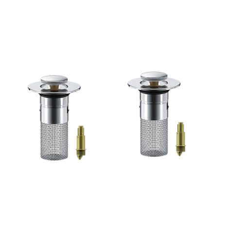 Badezimmer Waschbecken Stopper Haarfänger, Pop Up Waschbecken Abfluss Filter mit abnehmbarem Edelstahl Filterkorb Haarfänger, Abfluss Sieb (2 Pcs, Geruchshemmender Kern aus Kupfer) von Generisch