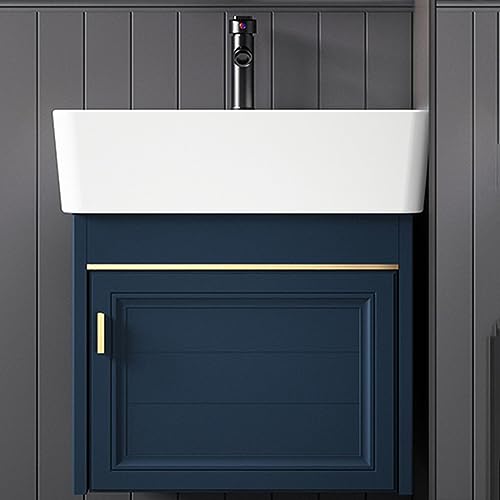 Badezimmer-Waschtisch-Set mit Waschbecken – Kompaktes Eckwaschbecken & Waschbeckenunterschrank – Badezimmerschrank zur Wandmontage mit Wasserhahn für kleine Räume – ideal für enge Bereiche von Generisch