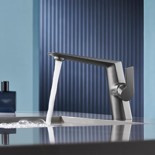 Badezimmer Waschtischarmatur Badezimmer Waschtischarmatur Einhebelmischer Heiß und Kalt Messing Wasserhahn für Einlochwaschbecken Chrom von Generisch
