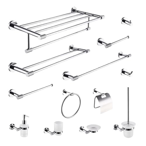Badezimmer-Zubehör-Set aus verchromtem Edelstahl, strukturierter Handtuchhalter, Toilettenpapierhalter, Handtuchhaken, moderne Badezimmerarmaturen (Papierhalter A) von Generisch