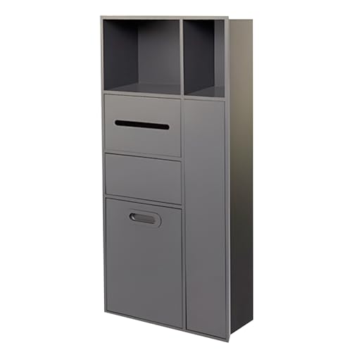 Badezimmer- und Mülleimerschrank aus Edelstahl, stilvoller WC-Bürstenhalter für Duschen, ohne Fliesen, eingebettetes Design, perfekt für Luxusclubs, Schwarz 50 x 20 cm und Grau 86 x 40 cm von Generisch