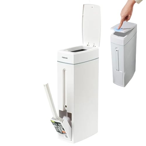 Badezimmermüll Mit Deckel - 42x20.3x10,8 Cm Kompakter Abfallbehälter, Schmaler Badezimmerbehälter | Toilettenbürstenset Enthalten, Platzsparendes PP-Material Bereich Hygiene Aufbewahrung Home von Generisch