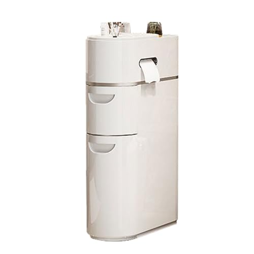 Badezimmerschrank auf Rollen mit Toilettenpapierhalter, schlanker Kunststoff-Aufbewahrungs-Organizer mit Schubladen, keine Montage erforderlich für kleine Räume, 17 cm, 2/3/4-stöckiges Design von Generisch