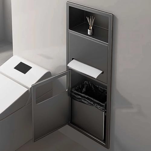 Badezimmerschrank aus Edelstahl mit Duschnische und Toilettenpapierhalter für organisierten Platz im Badezimmer, Schlafzimmer, Büro, Küche Badezimmerschrank aus Edelstahl mit Duschnische und Toilettenpapierhalter für organisierten Platz im Badezimmer, Schlafzimmer, Büro, Küche von Generisch