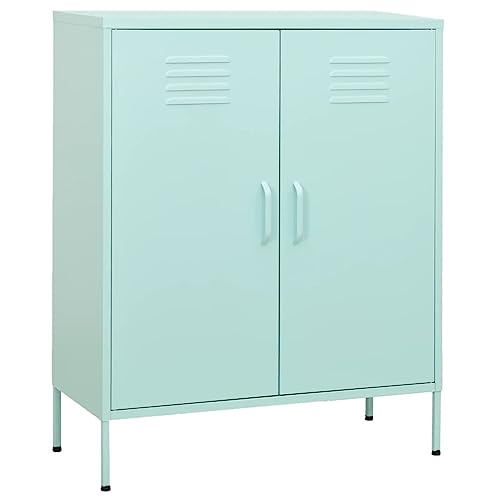 Badezimmerschrank aus Metall mit Doppeltüren und verstellbaren Einlegeböden, Mintgrün Badezimmerschrank aus Metall mit Doppeltüren und verstellbaren Einlegeböden, Mintgrün von Generisch