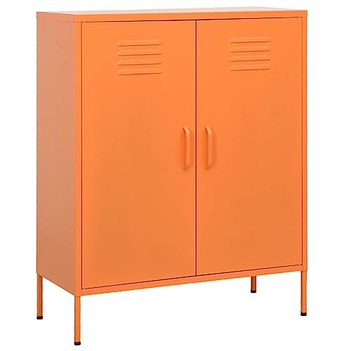 Badezimmerschrank aus Metall mit Doppeltüren und verstellbaren Regalen, freistehend, Büro-Aktenschrank für Wohnzimmer, Schule, Arbeitszimmer, Orange Badezimmerschrank aus Metall mit Doppeltüren und verstellbaren Regalen, freistehend, Büro-Aktenschrank für Wohnzimmer, Schule, Arbeitszimmer, Orange von Generisch