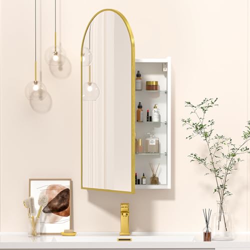 Badezimmerspiegelschrank mit Stauraum, modernes gewölbtes Design für platzsparende und verbesserte Funktionalität von Generisch