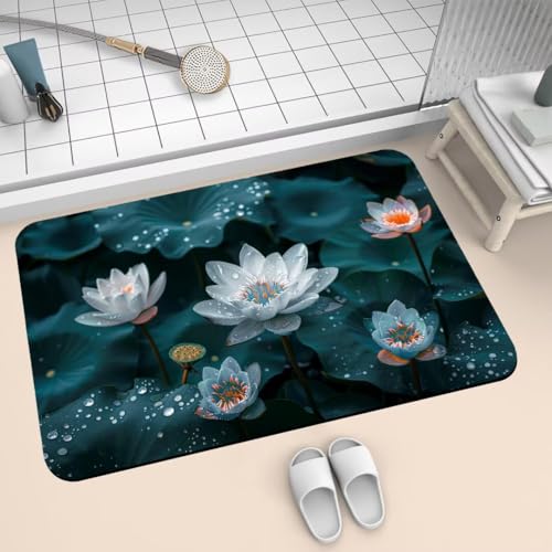 Badezimmerteppich 100x160cm Badematte Rutschfeste Spring Super Absorbierende Badteppich Waschbar Badvorleger Dünn Schnelltrocknende Duschvorleger für Eingangsteppich Badezimmer Badewanne Dusche 2-405 von Generisch