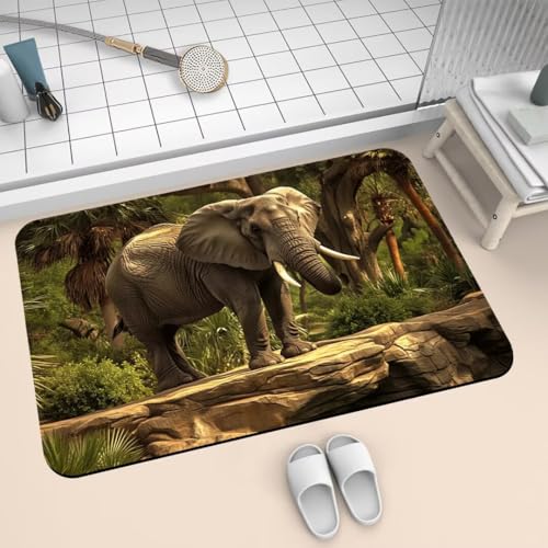 Badezimmerteppich 40x60cm Badematte Rutschfeste Elephant Super Absorbierende Badteppich Waschbar Badvorleger Dünn Schnelltrocknende Duschvorleger für Eingangsteppich Badezimmer Badewanne Dusche 2-648 von Generisch