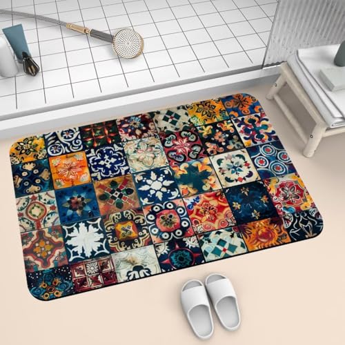 Badezimmerteppich 50x80cm Badematte Rutschfeste Square Super Absorbierende Badteppich Waschbar Badvorleger Dünn Schnelltrocknende Duschvorleger für Eingangsteppich, Badezimmer, Badewanne, Dusche 2-345 von Generisch