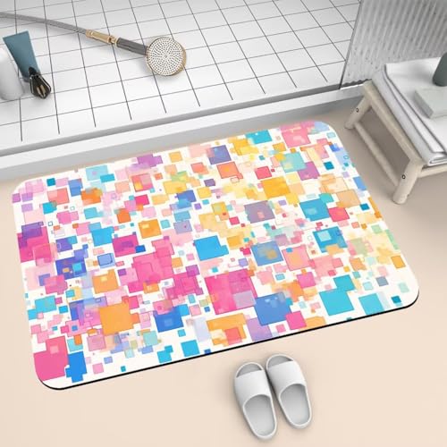 Badezimmerteppich 70x120cm Badematte Rutschfeste Colorful Super Absorbierende Badteppich Waschbar Badvorleger Dünn Schnelltrocknende Duschvorleger für Eingangsteppich Badezimmer Badewanne Dusche 2-678 von Generisch