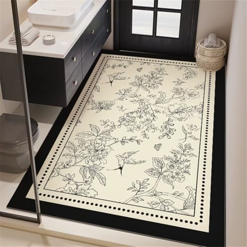 Badezimmerteppich 70x120cm Schnelltrocknende Badteppich Badematte Stein Rutschfest Waschbar, Super Absorbierender Badvorleger, Teppiche Duschvorleger für Dusche, Badezimmer, WC Deko Weinlese 5-80 von Generisch