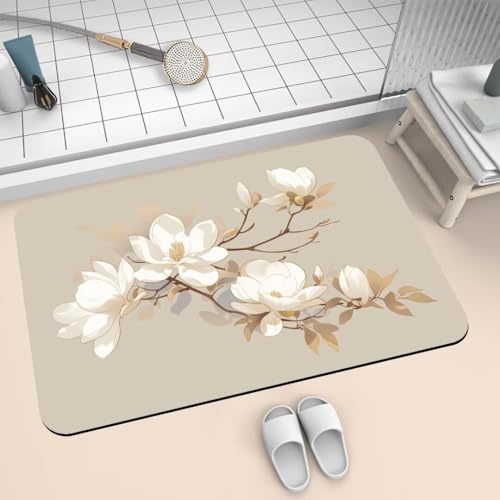 Badezimmerteppich 80x140cm Badematte Rutschfeste Beige Super Absorbierende Badteppich Waschbar Badvorleger Dünn Schnelltrocknende Duschvorleger für Eingangsteppich, Badezimmer, Badewanne, Dusche 2-768 von Generisch