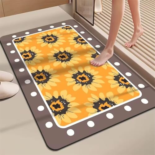 Badezimmerteppich 80x140cm Schnelltrocknende Badteppich Badematte Stein Rutschfest Waschbar, Super Absorbierender Badvorleger, Teppiche Duschvorleger für Dusche, Badezimmer, WC Deko Sunflower 5-143 Badezimmerteppich 80x140cm Schnelltrocknende Badteppich Badematte Stein Rutschfest Waschbar, Super Absorbierender Badvorleger, Teppiche Duschvorleger für Dusche, Badezimmer, WC Deko Sunflower 5-143 von Generisch