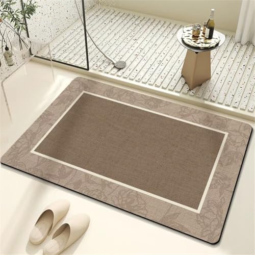 Badezimmerteppich 90x150cm Schnelltrocknende Badteppich Badematte Stein Rutschfest Waschbar, Super Absorbierender Badvorleger, Teppiche Duschvorleger für Dusche, Badezimmer, WC Deko Einfachheit 5-56 von Generisch