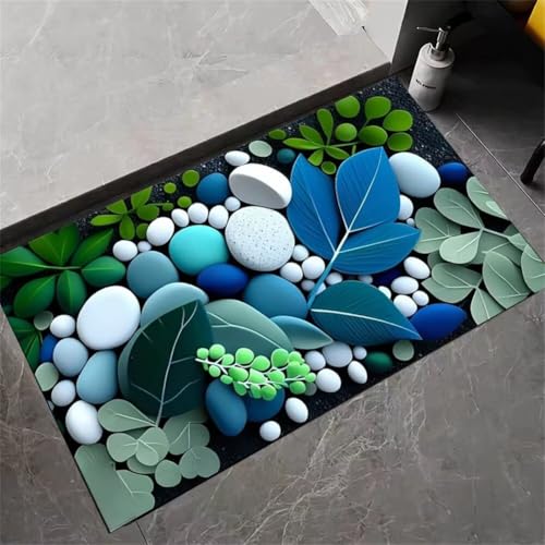 Badezimmerteppich 90x150cm Schnelltrocknende Badteppich Badematte Stein Rutschfest Waschbar, Super Absorbierender Badvorleger, Teppiche Duschvorleger für Dusche, Badezimmer, WC Deko Tropical 5-155 Badezimmerteppich 90x150cm Schnelltrocknende Badteppich Badematte Stein Rutschfest Waschbar, Super Absorbierender Badvorleger, Teppiche Duschvorleger für Dusche, Badezimmer, WC Deko Tropical 5-155 von Generisch