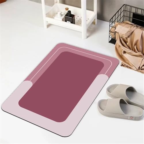 Badezimmerteppich 90x150cm Schnelltrocknende Badteppich Badematte Stein Rutschfest Waschbar, Super Absorbierender Badvorleger, Teppiche Duschvorleger für Dusche Badezimmer Badewannen Deko Pink 5-419 Badezimmerteppich 90x150cm Schnelltrocknende Badteppich Badematte Stein Rutschfest Waschbar, Super Absorbierender Badvorleger, Teppiche Duschvorleger für Dusche Badezimmer Badewannen Deko Pink 5-419 von Generisch