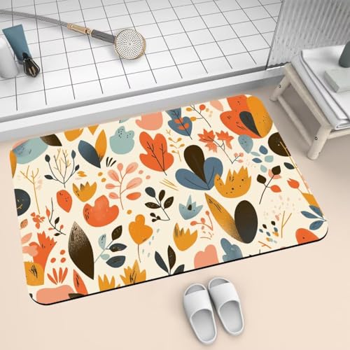 Badezimmerteppich Badteppich 60x90cm Badematte Badvorleger Rutschfester Waschbar Badezimmer Teppiche, Badematten Super Absorbierender Bath Mat, Dünn Teppich klein Schnelltrocknend Abstract 2-701 von Generisch
