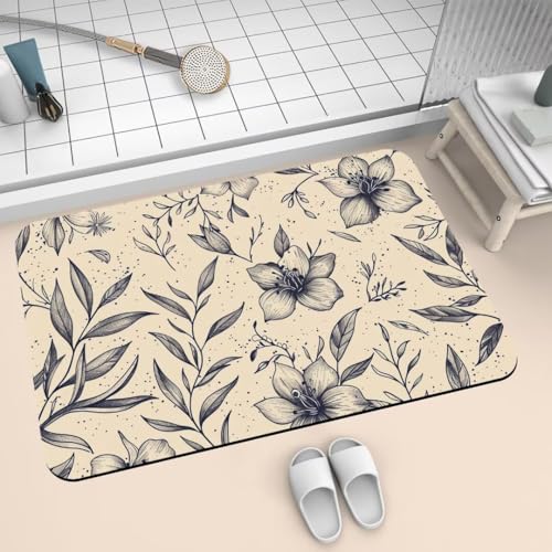 Badezimmerteppich Badteppich 60x90cm Badematte Badvorleger Rutschfester Waschbar Badezimmer Teppiche, Badematten Super Absorbierender Bathroom Bath Mat, Dünn Teppich klein Schnelltrocknend Art 2-641 von Generisch