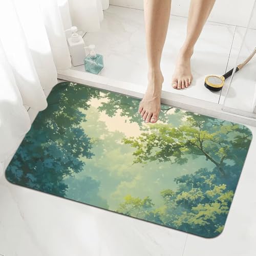 Badezimmerteppich Groß Schnelltrocknend Badteppich 100x160cm Rutschfester Badematte Landscape Absorbierender Duschvorleger Waschbar Badvorleger Bath Bathroom Mat Fußmatten Toilette Badewanne 5-592 von Generisch