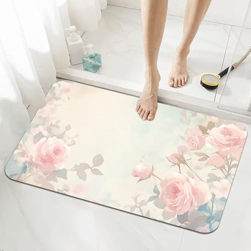 Badezimmerteppich Groß Schnelltrocknend Badteppich 100x160cm Rutschfester Badematte Roses Absorbierender Duschvorleger Waschbar Badvorleger Dünn Bath Bathroom Mat Fußmatten Toilette Badewanne 5-960 Badezimmerteppich Groß Schnelltrocknend Badteppich 100x160cm Rutschfester Badematte Roses Absorbierender Duschvorleger Waschbar Badvorleger Dünn Bath Bathroom Mat Fußmatten Toilette Badewanne 5-960 von Generisch
